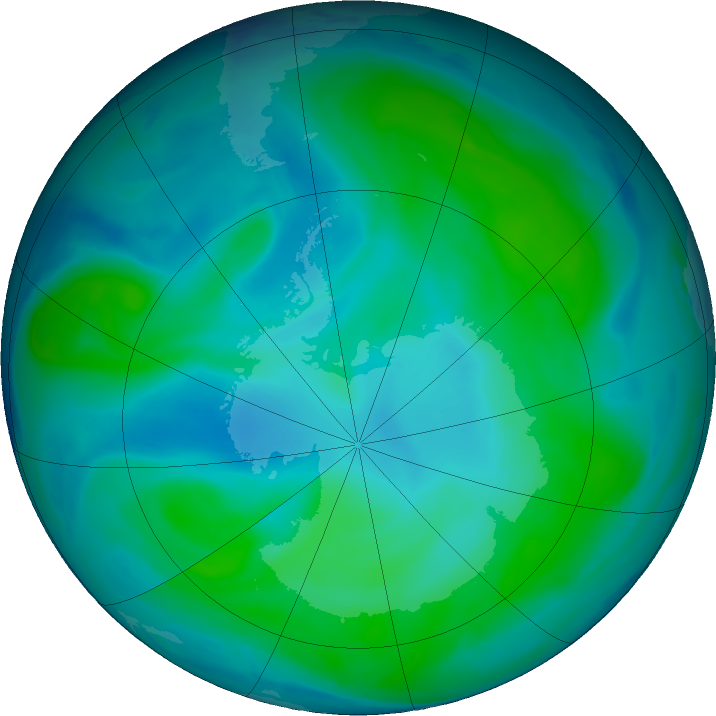 Antarctic ozone map for 02 February 2019